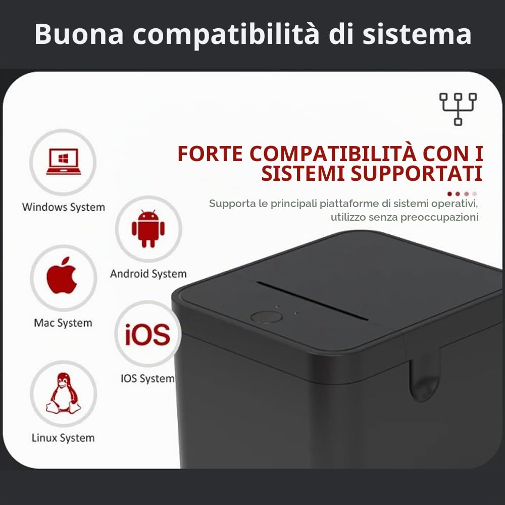 Gugxiom Stampante POS, stampante termica USB da 58 mm, stampante da cucina da ristorante con taglierino automatico, stampante per etichette USB per Mac, Linux, Android