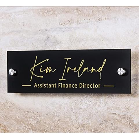 Personalized Gold Text Wall Sign Name Plate - 10x2.75" Door Office Sign, Executive CEO Sign, New Job Office Decor, Promotion Gift Cover
