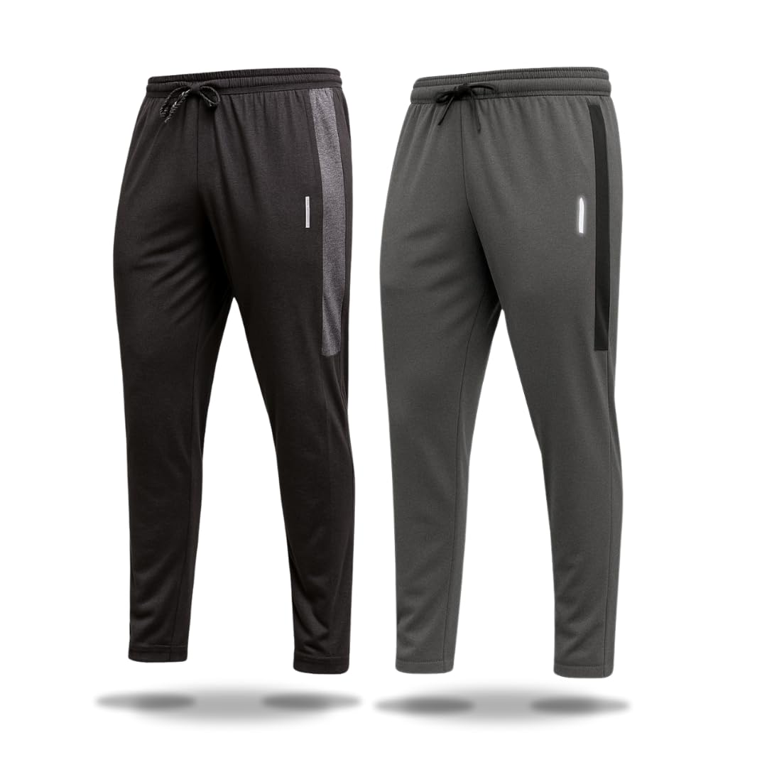 Kit 2 Calças Masculinas Esportivas Slim Fit Preto e Cinza Mescla Calça Comprida