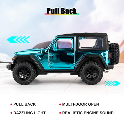 Modelo de auto 1:32 Wrangler Rubicon azul miniatura 4