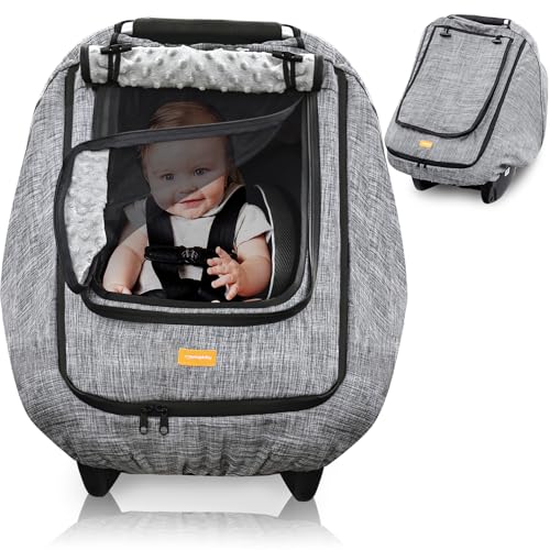 Image of Waterproof Baby Car Seat Cover，Cold Weather Carseat Cover for Babies,Infant Car Seat Cover Canopy for Boy Girls,Windproof Car Seat Canopy for Boys & Girls, Keeps Babies Warm and Cozy