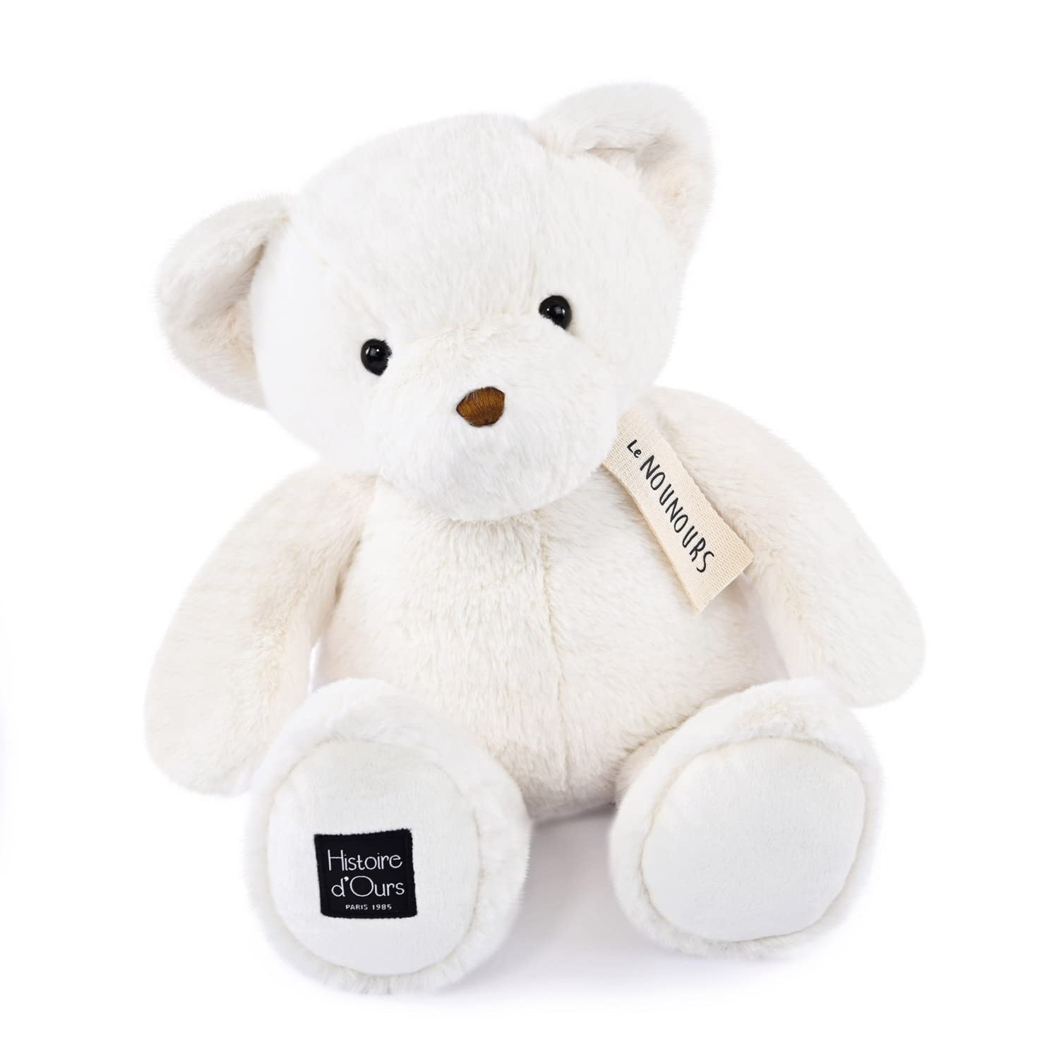 Histoire d'ours - Large Plush Bear - The Teddy Bear - White - 40cm - Large Plush Toy Super Soft to Chew for Kids - Gift Idea for Birth, Christmas, Birthday - HO3221