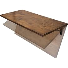 StoreYourBoard Wall Mounted Folding Workbench, 102 x 46 cm Fold Down Work Table, Wall Mounted Folding Table, Floating Desk & Laundry Folding Table, Dark Wood, Black Powder-Coated Steel, 90.7 kg