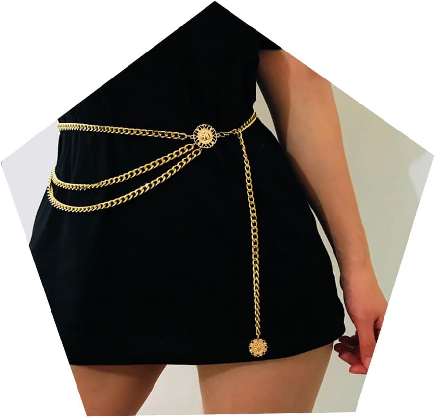 Aluinn Coin Pendant Belly Chain Boho Gold Waist Chain Fashion Body Chain Jewelry for Women