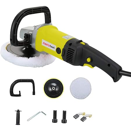 Amazon Rakutool 電動ポリッシャー 研磨サンダー 研磨機 110v対応可能 180ｍｍ 大出力 車 オービタルサンダー 業務用 自動車用 フルパワー 六 八級変速 強力 プロ仕様 アマチュアから上級者まで ワックスがけ キズ消し 艶出し 組み立て簡単 仕上げハブ付き 専用ハンドル