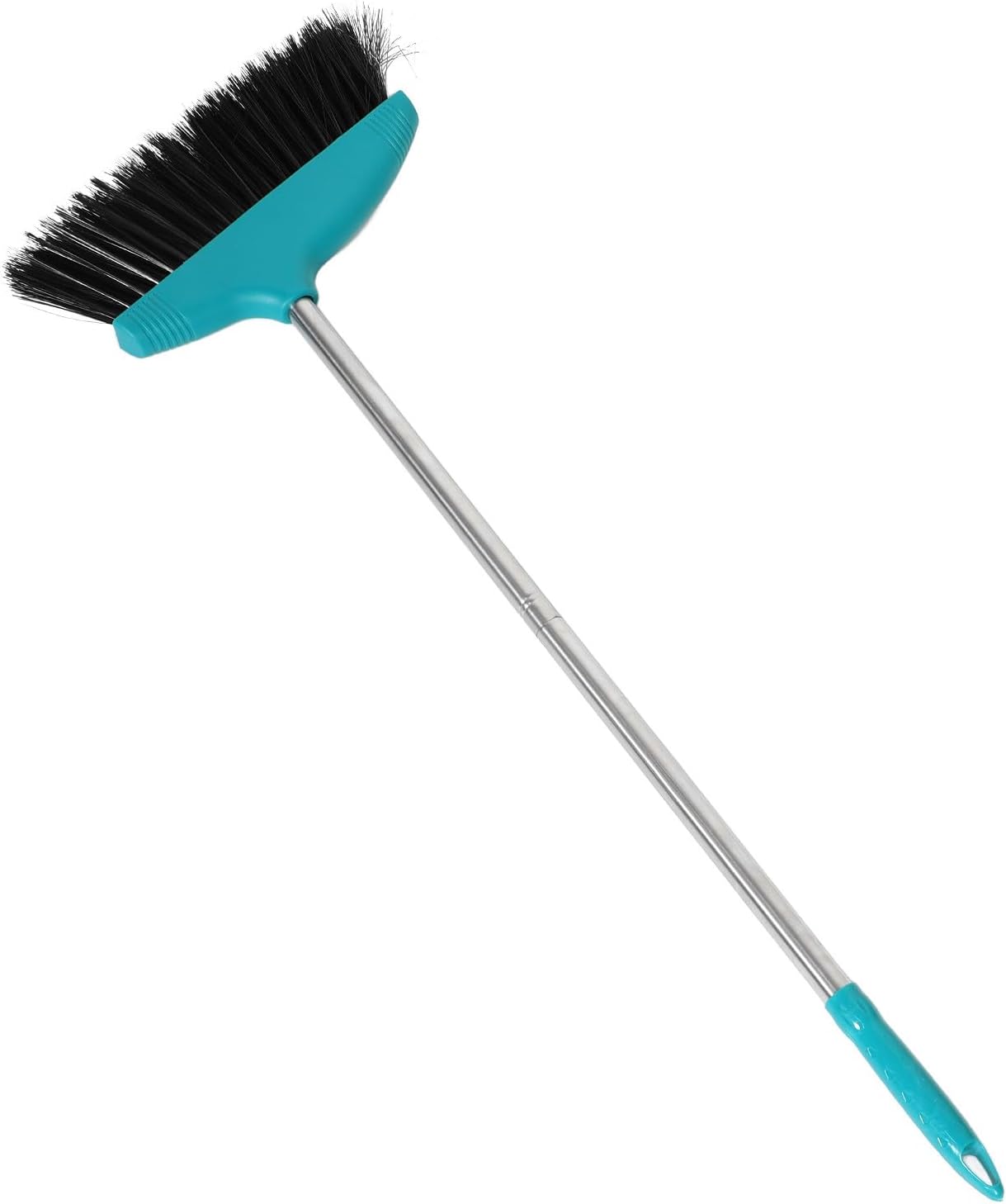 Soft Bristle Angle Broom with Long Stainless Steel Handle for Floor Cleaning, Non-Stick Hair Sweep Broom for Home Kitchen Office Patio, Green Household Sweeping Tool