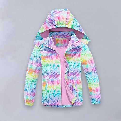 Thick Fleece Jacket for Girls Hooded Windproof Print Zip Raincoat Kids Warm 𝗪aterproof Outerwear with Pocket2
