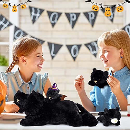 Skylety 5 Pieces Stuffed Animal Plush Cat Set Include Large Soft Cuddly With 4 Cute Fluffy Plush Kittens In Mommy Cat's Belly Nurturing Cat Huggable Sleeping Birthday Gifts (Black, Cute Style) #TOP6