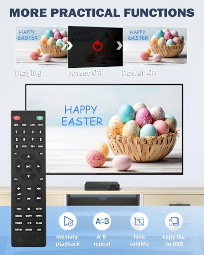 DVD-Player für Zuhause mit HDMI, alle Regionen DVD-Player für TV, RCA, USB, Fernbedienung, unterstützt 1080P, NSTC/PAL, CD-Formate, Breakpoint-Speicher
