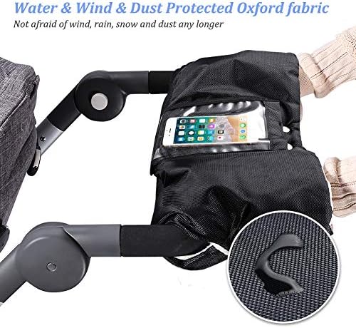 Pram Gloves, Volador Anti-Freeze Waterproof Extra Thick Warm Winter Baby Stroller Glove/Pram Mitten, Pushchair Mittens/Carriage Hand Cover/Hand Muff for All Stroller and Buggy (Black)