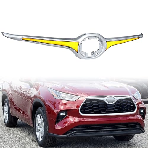 Compatible with Toyota Highlander 2020-2024 Dynamic LED Bumper Grille Center Light 3-Color DRL Daytime Running Ligth Grill with Sequential Turn Signal & wiring Harness Kit