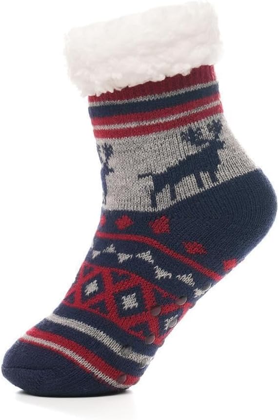 A2Z 4 Kids Premium Boys Fluffy Sherpa Fleece Lined Christmas Socks Non Slip Reindeer Design Super Soft Warm Cosy Socks