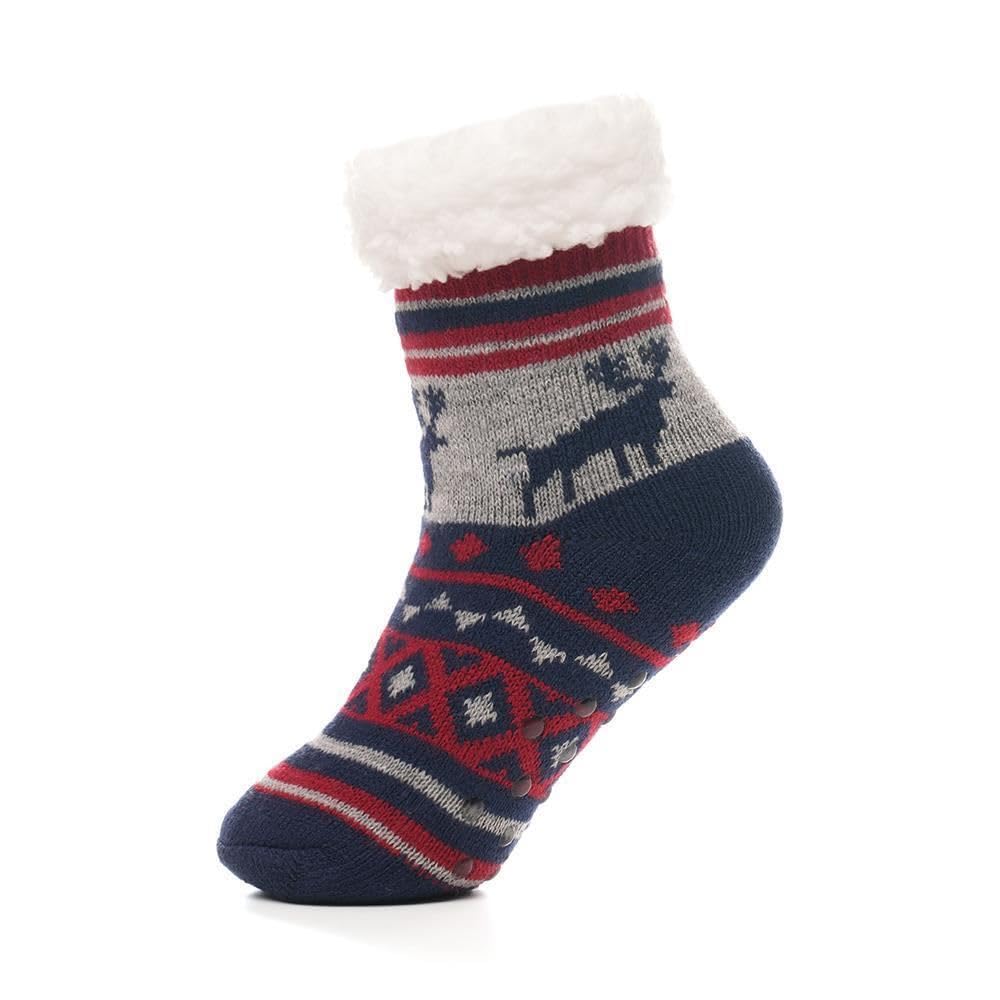 A2Z 4 Kids Premium Boys Fluffy Sherpa Fleece Lined Christmas - Socks AZ038 Navy 3-6