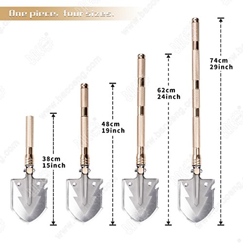 BACOENG 17 in 1 Folding Shovel - with Knife and Fire Starter - Perfect for Snow Shovel, Entrenching Tool, Auto Emergency Kit, Survival Axe, Camping Multitool, Tactical, Military, Self-Defense - Thumbnail 2