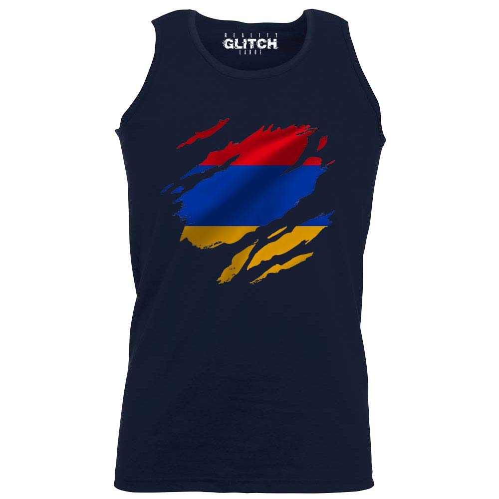 Reality Glitch Men's Navy Blue Torn Aria Flag Vest (, L)
