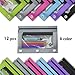 DoDoMagxanadu Binder Pencil Pouches, Pencil Pouch for 3 Ring Binder, Double Pocket Clear Window Pencil Case for Binder, Zippered Pencil Pouches with Rivet Enforced 3 Ring, 12 Pack