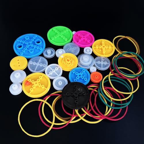 46PCS Belt Pulley Set Plastic Belt Pulley with Rubber Band for RC Car Truck Robot DIY Model Toy Accessories