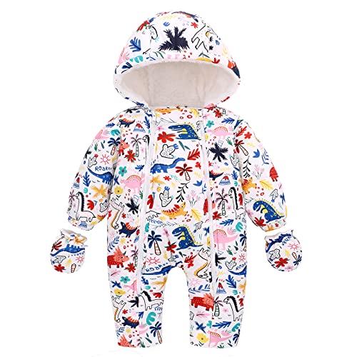 famuka Warm Baby Winter Clothes Hooded Snowsuit Outerwear Onesie with Gloves