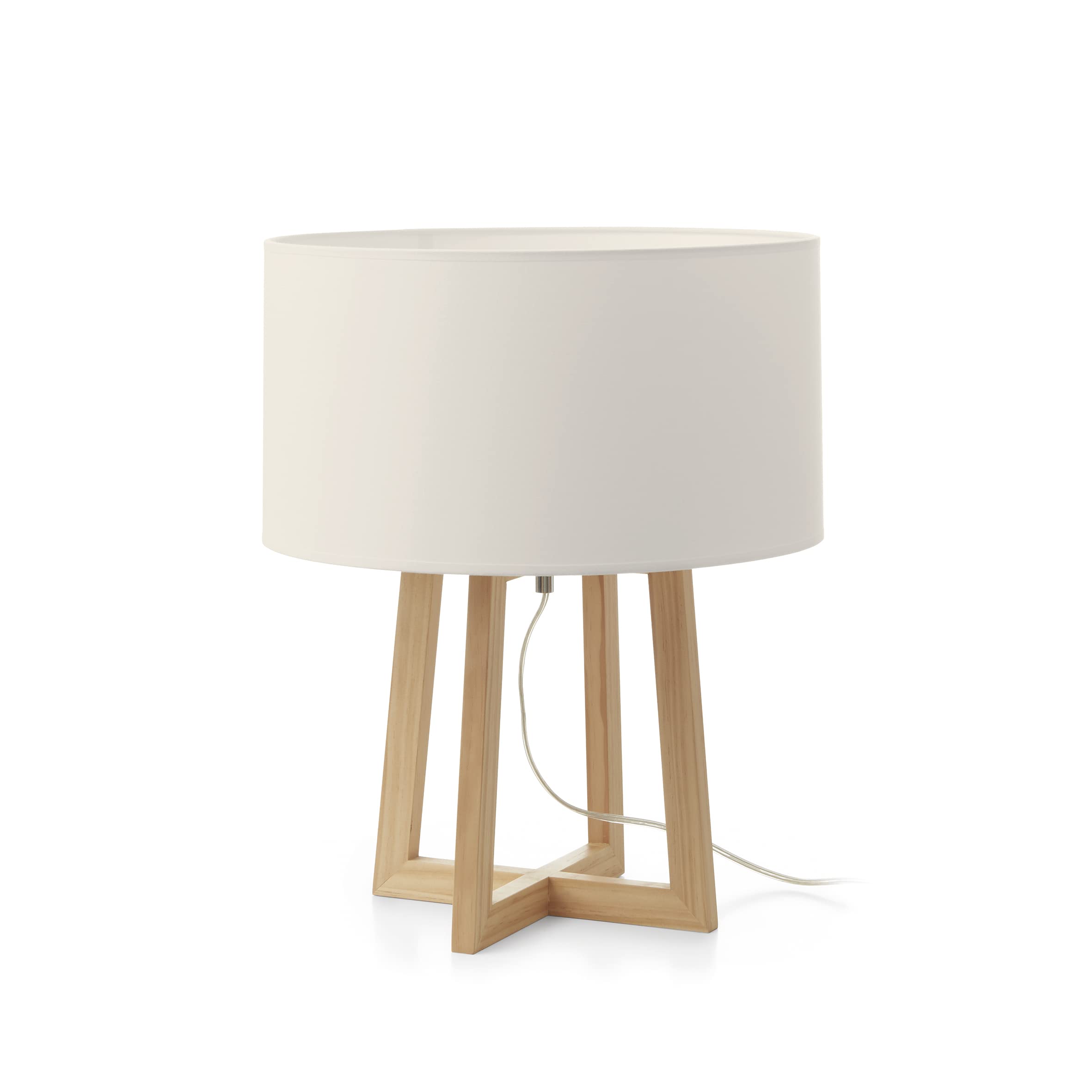Lámpara de mesa KARA madera haya pantalla blanca incluida portalámpara E27 interior IP20. Sobremesa ideal para mesa auxiliar del salón o dormitorio.…