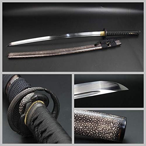 GLW Sword Unique Japan Samurai Sword Katana Clay Tempered T10 Steel Genuine Ray Skin Sharp