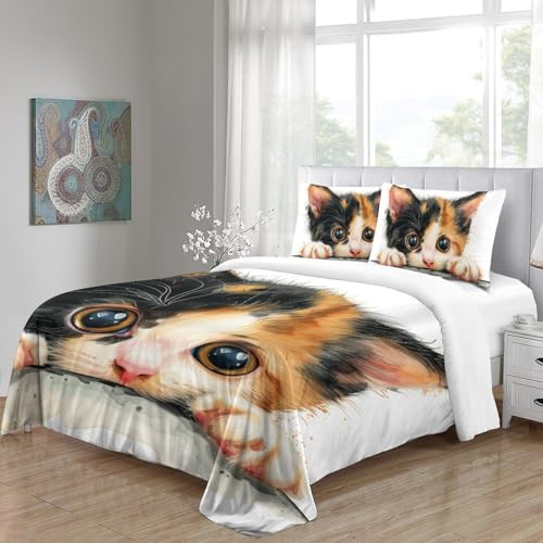 Parure de lit chat coloré microfibre hypoallergénique anti-plis