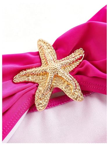 WDIRARA Women's Metallic Starfish Cut Out Strapless Bandeau Swimsuit with Cover Up Skirt 2 Piece Bathing Suit3