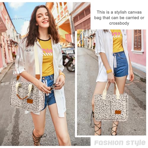 Canvas Tote Bag for Women with Pockets Crossbody Bag Tote Shoulder Handbags Casual Work Bags Everything Tote Bag2