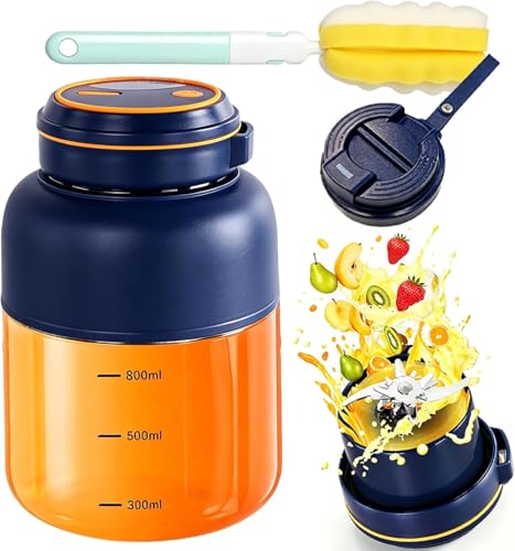 Portable Wireless Juicer Cup, 2026 Upgraded 28/45 Oz 38 Blade Wireless Juicer, Rechargeable Usb Fresh Juice Blender for Fruits & Vegetables (blue-44oz)