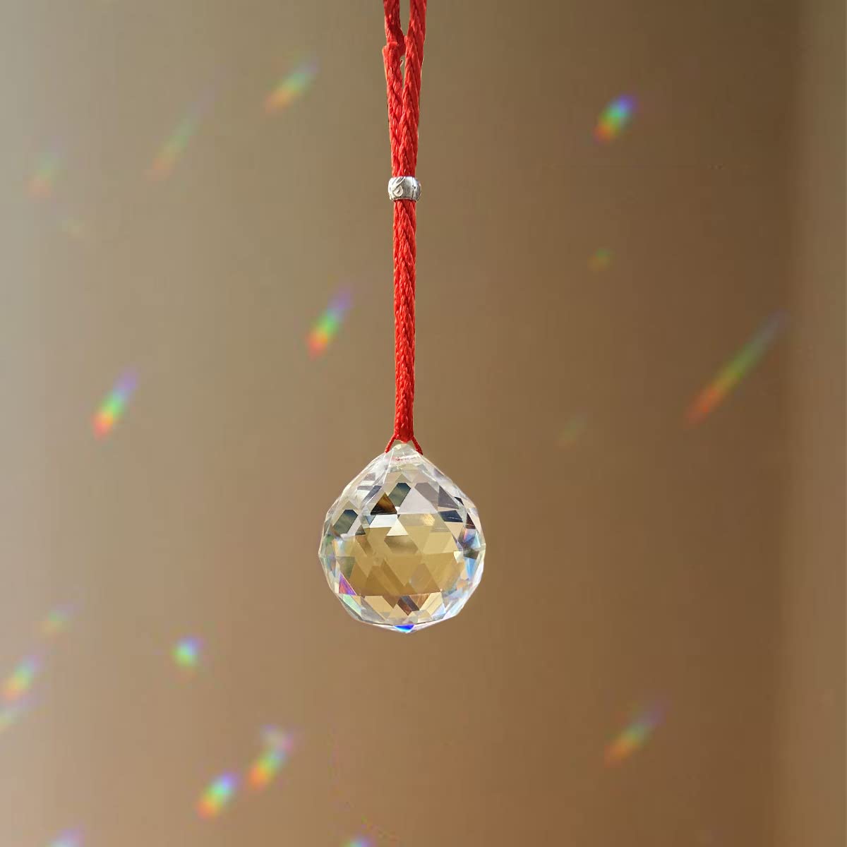 9Dzine Crystal Sun Catcher Hanging for Home Decor Items Car 35 MM | Feng Shui Faceted Prism Rainbow Crystal Ball Hanging for Window Balcony Wall Decoration-image-10