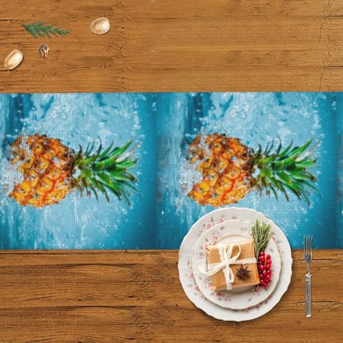 Chemin de table de Noël ananas déco cuisine festive et grande table de repas chic - 6