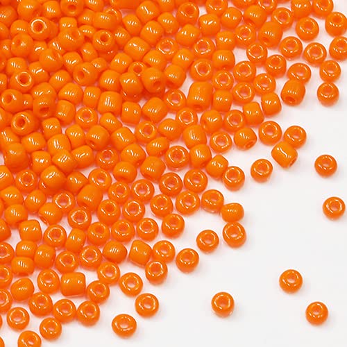Tibaoffy Orange Beads Size 8/0 Crafts Glass Seed Beads 3mm for Jewelry Making (Total About 100g About 3600pcs)