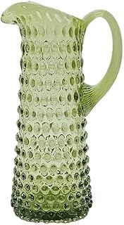Mundgeblasener Kristallglas Krug 2 Liter | Handgefertigter Glas Karaffe für Heiß- & Kaltgetränke geeignet | Glaskaraffe | Getränkekanne | Blumenvase (Forest Green 1,2l)