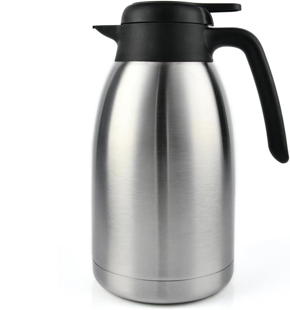 Heritage66 Thermal Coffee Carafe -Triple Wall Vacuum insulated Flask- keeping Beverages Hot for 12 hours /24 hours cold Tea, Water, and Coffee Dispenser (2 Liter/68Oz with Brush)