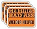 (x3) Certified Bad Ass Welder Helper Magnets | Cool Funny Occupation Job Career Gift Idea | Magnet Decal for Fridges, Toolboxes, Lockers, Helmets, Hard Hats