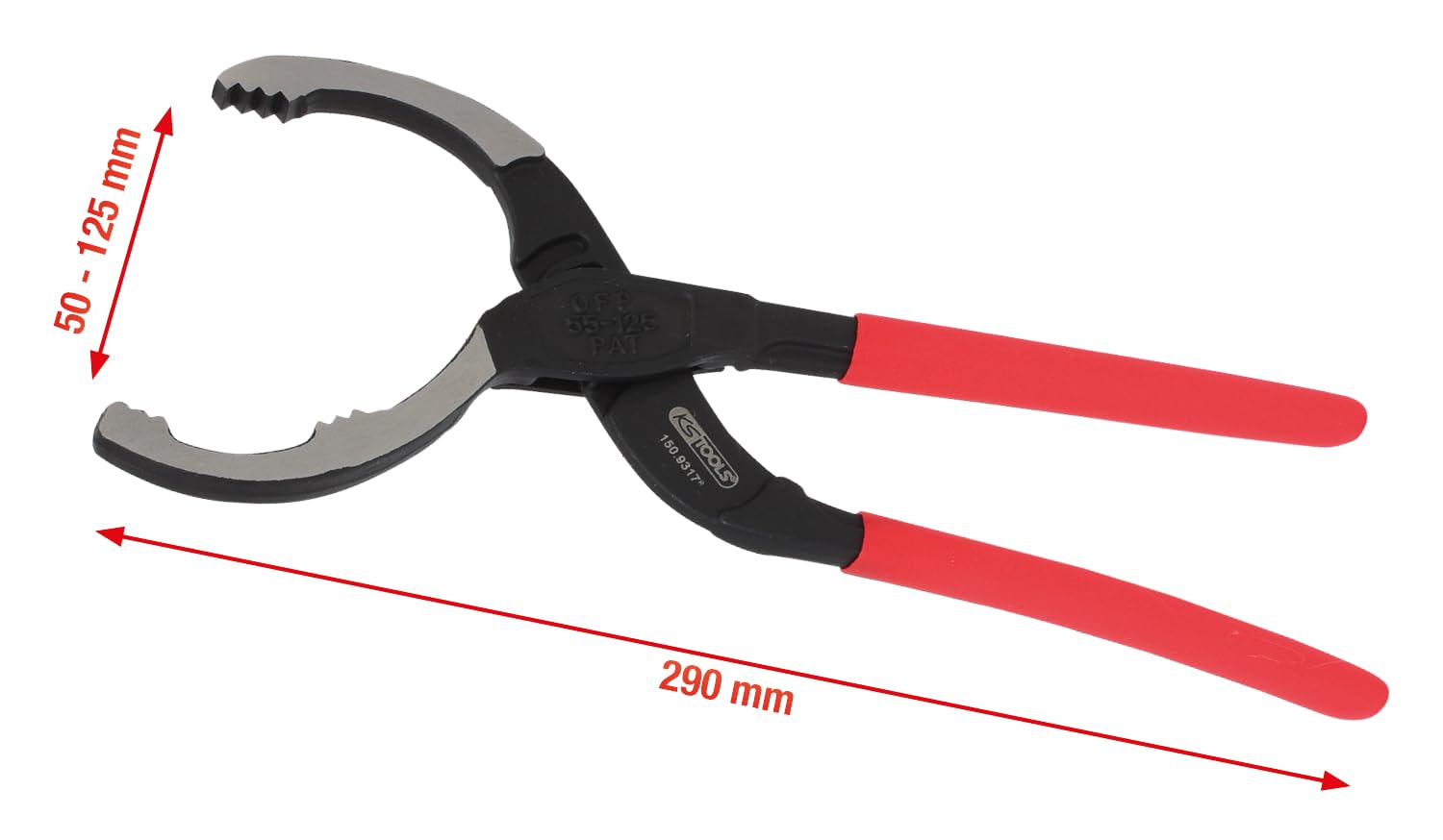 KS Tools 150.9317 Szczypce do filtrów oleju, 50-125mm