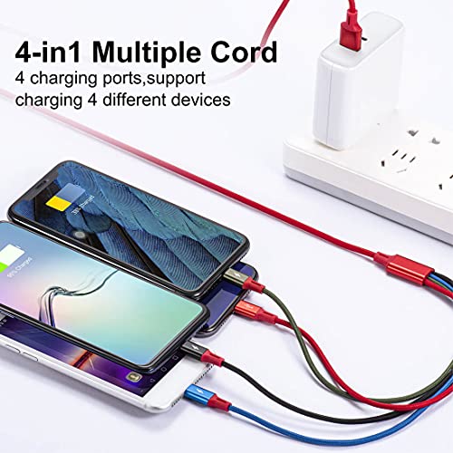 Multi Charging Cable 3.5A [2Pack 6Ft] 4 In 1 Fast Charger Cable Multi Charging Cord Usb Cable Adapter With 2 * Ip/Type C/Micro Usb Port For Cell Phones/Ip/Samsung Galaxy/Ps/Lg/Huawei/Tablets And More #TOP1