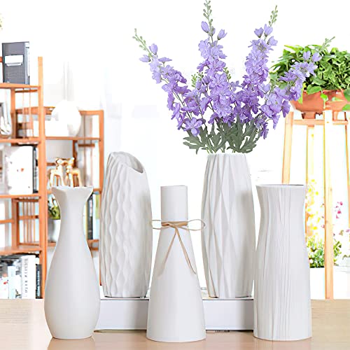 Ferial Purple Artificial Delphinium Flowers Silk Larkspur Flowers Faux Snapdragon Long Stem Fake Plant Spray Arrangement For Home Office Garden Wedding Table Vase Decor (Purple) #TOP5