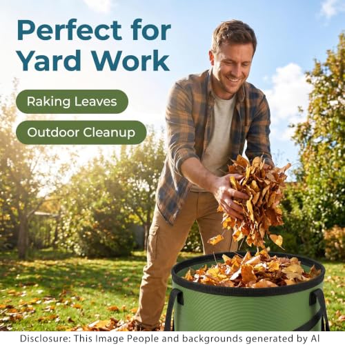 Image of Camping Trash Can, Pop-Up Trash Can /Recycle Bin, Car Garbage Can,Reusable Outdoor Trash Garden Yard Trash Bag Foldable Camping Recycling Bin (Green10gallons)
