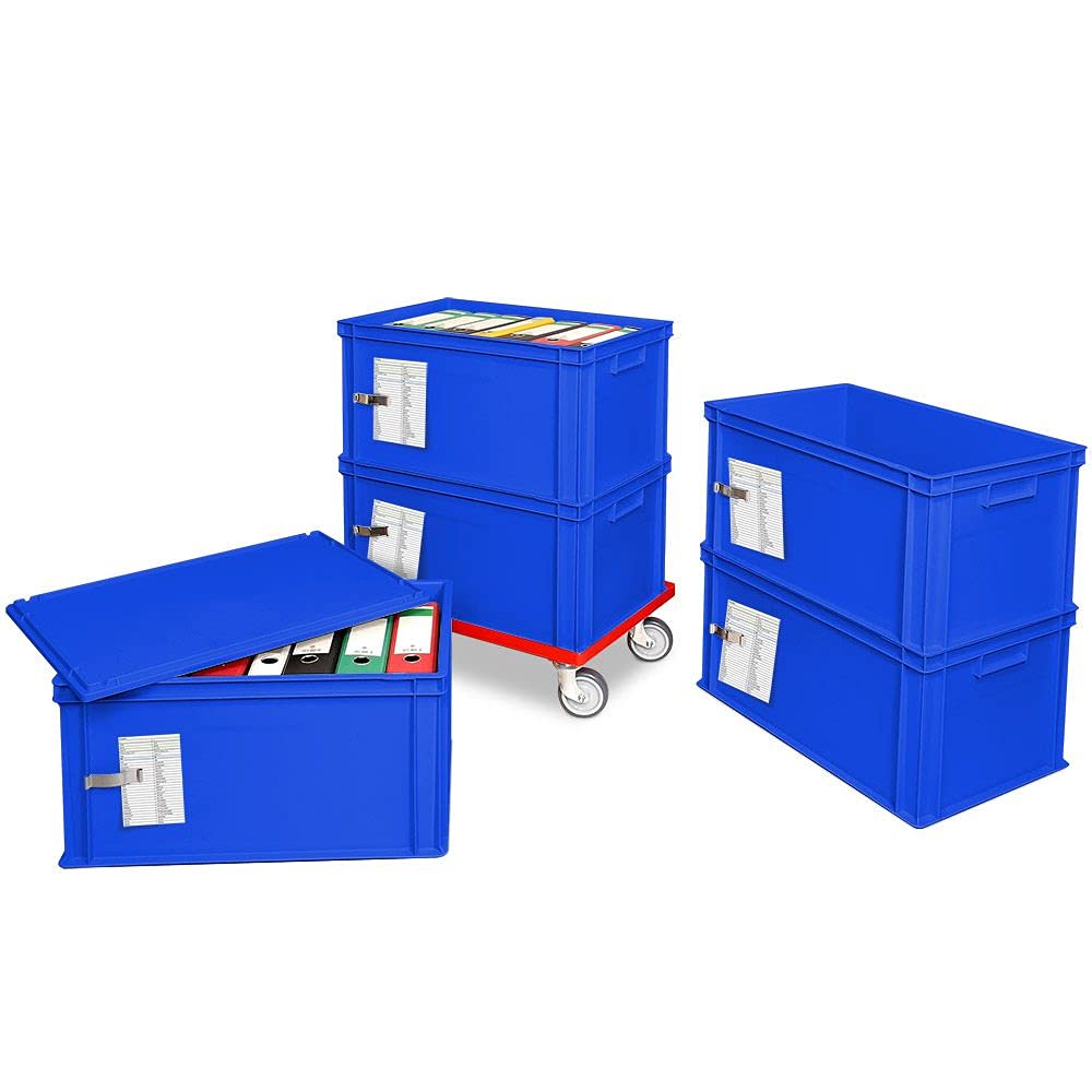 Torre per archivio con rullo, 5 contenitori blu