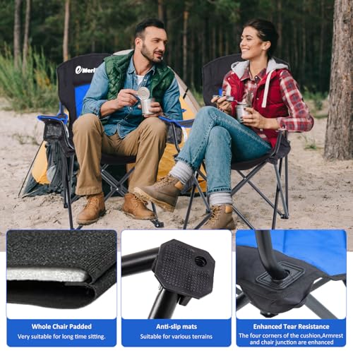 EMERIT Camping Chair, 350LB Heavy Duty Quad Fold Chair with Arms, Collapsible Outdoor Chairs with Lumbar Back & Cup HolderCollapsible for Tailgating, Beach, Fishing - Image 7