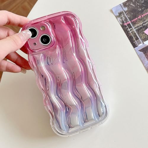 Coque iPhone 12 protection caméra vague colorée dégradée rose et dos clair
