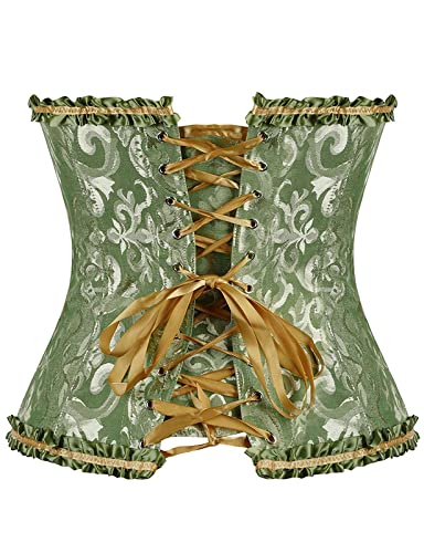 FeelinGirl Women's Bustiers Corsets For Women Adult Gothic Bustier Corset Green Corset Lingerie For Women Satin Boned Lace Up Overbust Bridal 10 Steel Bones with G-string XXL steampunk buy now online FeelinGirl Women's Bustiers Corsets For Women Adult Gothic Bustier Corset Green Corset Lingerie For Women Satin Boned Lace Up Overbust Bridal 10 Steel Bones with G-string XXL steampunk buy now online