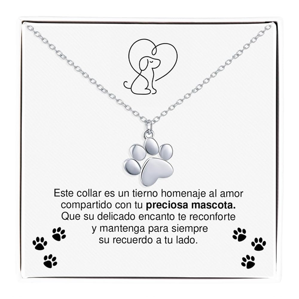 Bramart Collar Mujer Colgante Huella de Perro Regalo de Amor para Ella Cumpleaños Navidad Idea de Regalo para Mujer – Estuche con DEDICATORIA incluida