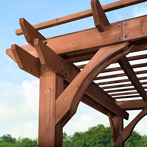 Backyard Discovery Beaumont 14' x 10' Traditional Cedar Wood Pergola Kit with Trellis Roof, All-Season Durability, High-Wind Rating, PowerPort, Shade for Outdoor Patio, Deck, Garden, and Entertaining - Image 3