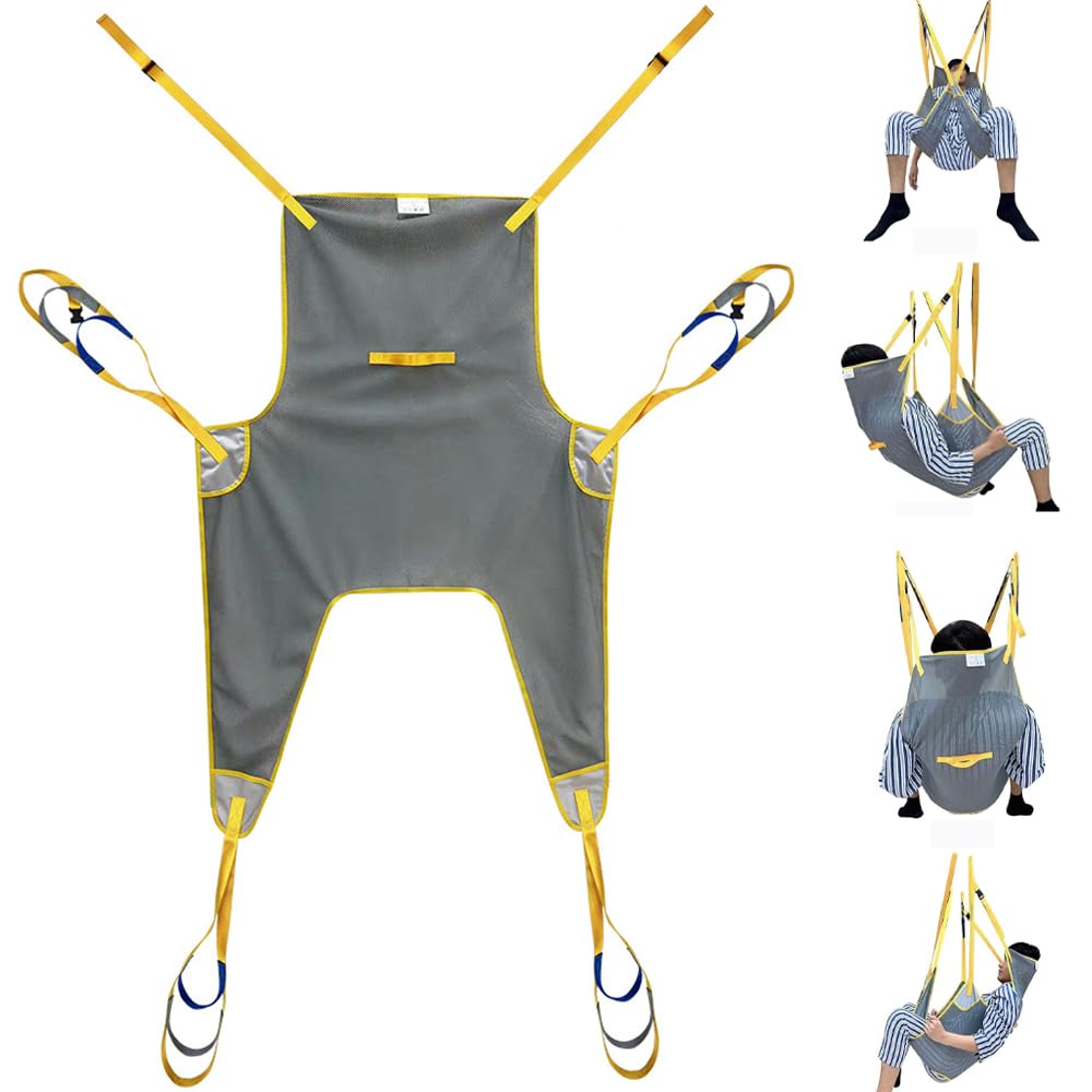 Arnés de Transferencia Universal para Pacientes con Soporte Dorsal y Piernas, Cinturón de Elevación Ajustable en Altura hasta 100kg,con Asas para Máxima Seguridad,para transferencia y posicionamiento