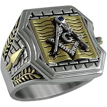 Historical Master Mason Bible Sterling Silver 925 Masonic 18k Gold Plated Freemason Man Size Ring KTR009