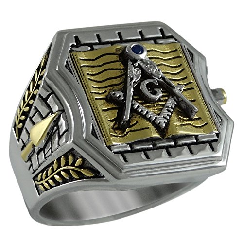 Historical Master Mason Bible Sterling Silver 925 Masonic 18k Gold Plated Freemason Man Size Ring KTR009