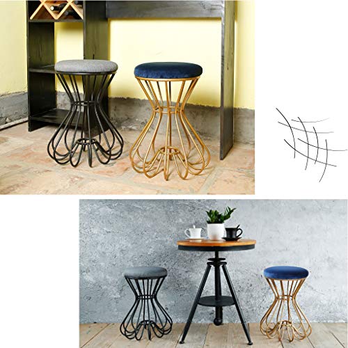 Tabouret rond en lin et métal pour canapé ou entrée - 7