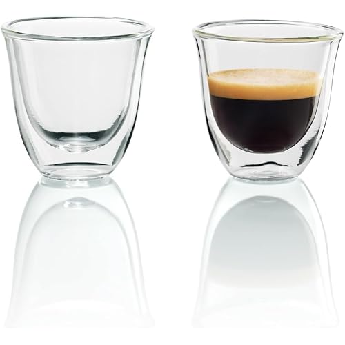 Immagine del prodotto De'Longhi Bicchieri Espresso, Tazzine di Vetro a Doppia Parete, Vetro Borosilicato, mantiene il calore, senza condensa, Capacità 60 ml, Set di 2pz, DLSC310, Trasparente