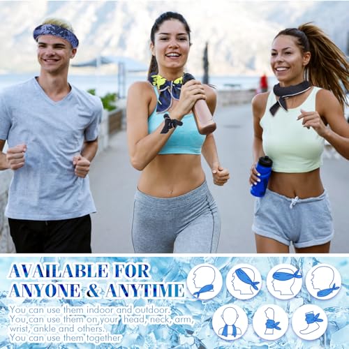 Image of Lenwen 36 Pcs Cooling Scarf Neck Wraps Ice Cooling Bandana Headband for Hot Weather Outdoor Cooler